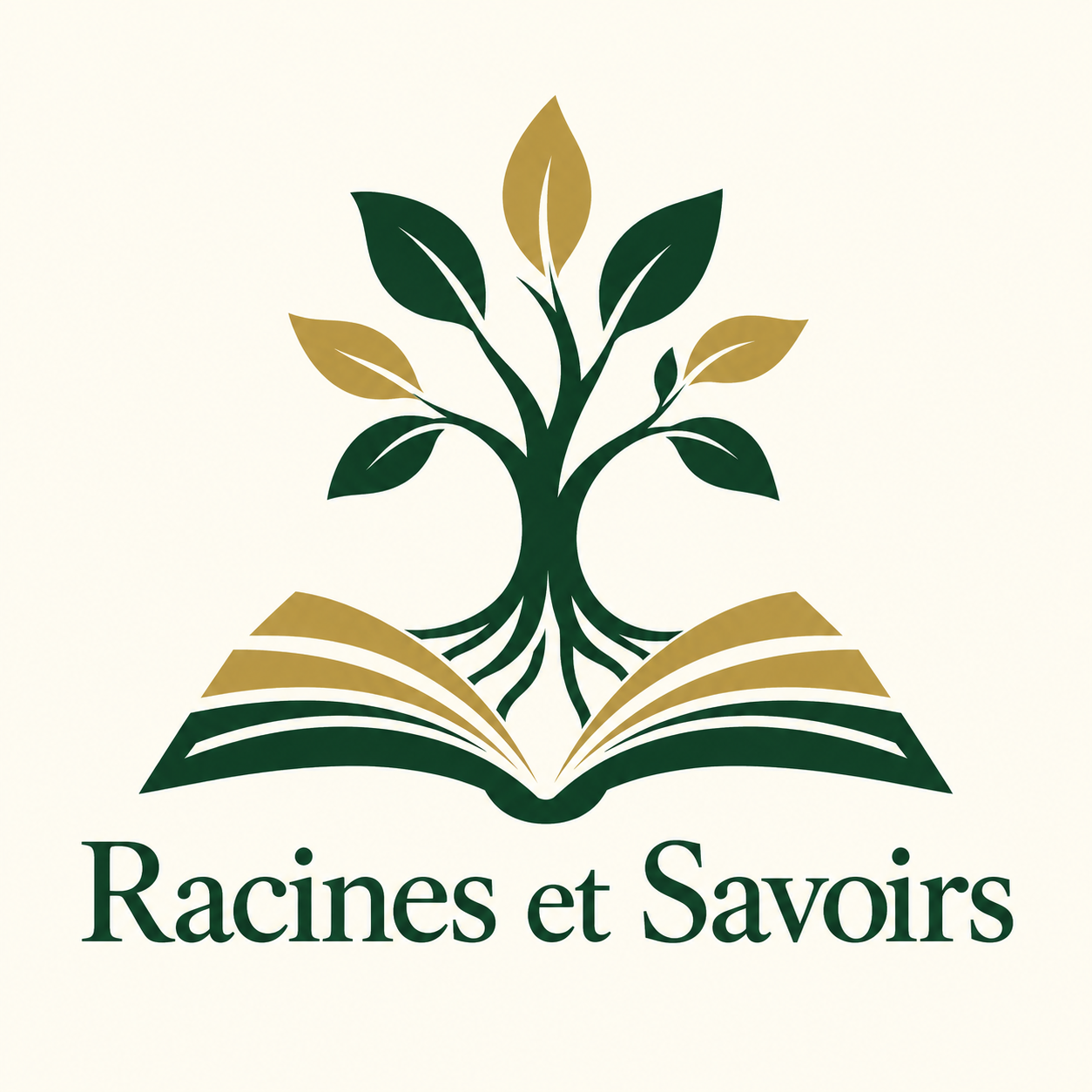 Logo Racines et Savoirs : un arbre prend racine dans un livre ouvert